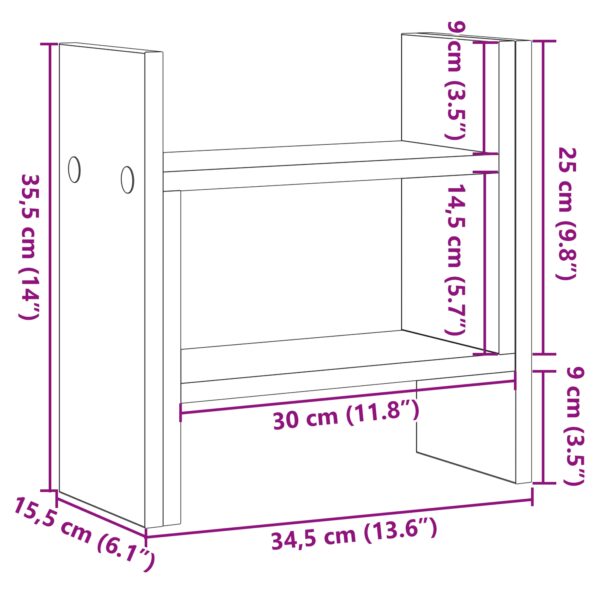 vidaXL Organizér na stôl Umelecká borovica 34.5x15.5x35.5 cm Drevo – Obrázok 10