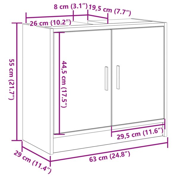 vidaXL Skriňa na umývadlo Dubová dyha 63x29x55 cm Inžinierske drevo – Obrázok 13