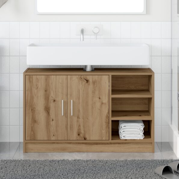 869210_1.jpg vidaXL Skrinka pod umývadlo Dub 90x29x55 cm Kompozitné drevo – Obrázok 1
