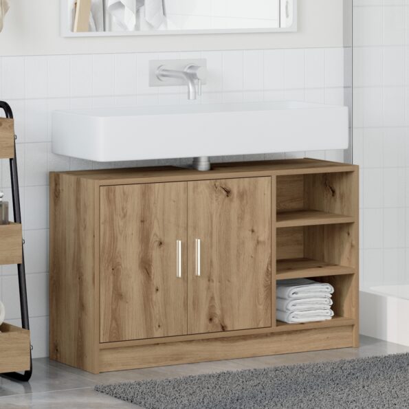 869210_4.jpg vidaXL Skrinka pod umývadlo Dub 90x29x55 cm Kompozitné drevo – Obrázok 4