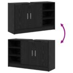 vidaXL Skrinka pod umývadlo Čierna dubová 90x29x55 cm Inžinierske drevo – Obrázok 13