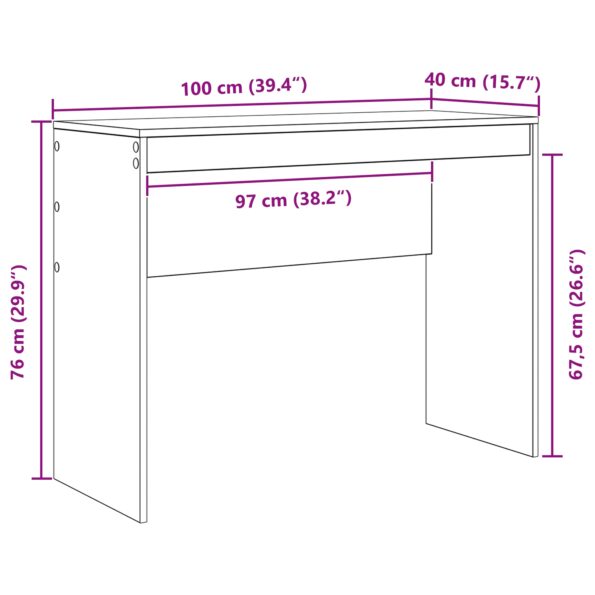 vidaXL Počítačový stôl Sivý sonoma MDF 100 x 40 x 76 cm Jednoduchý – Obrázok 8