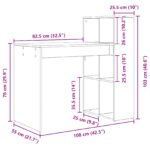 vidaXL písací stôl Čierny dub Drevotriesková doska Malý Úložný priestor – Obrázok 10