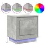vidaXL Nočný stolík s LED osvetlením, betónová sivá, 44x34,5x45 cm – Obrázok 4