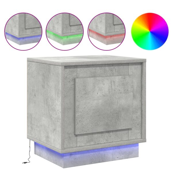 vidaXL Nočný stolík s LED osvetlením, betónová sivá, 44x34,5x45 cm – Obrázok 4