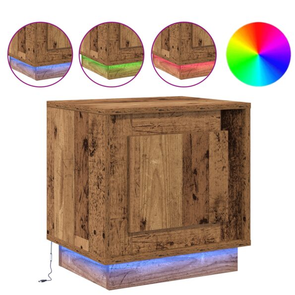 vidaXL Nočný stolík s LED svetlami Stará drevina 44x34,5x45 cm – Obrázok 4