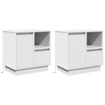 vidaXL Nočné stolíky s LED 2 ks Biela 50x34,5x50 cm – Obrázok 2