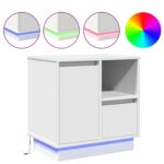 vidaXL Nočné stolíky s LED 2 ks Biela 50x34,5x50 cm – Obrázok 4