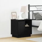 vidaXL Nočné stolíky s LED 2 ks Čierna Dub 50x34,5x50 cm