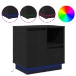 vidaXL Nočné stolíky s LED 2 ks Čierna Dub 50x34,5x50 cm – Obrázok 4