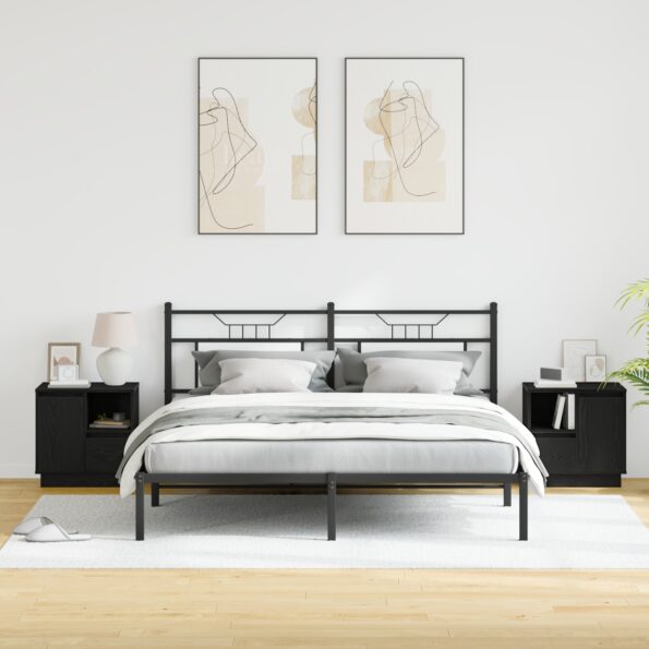 vidaXL Nočné stolíky s LED 2 ks Čierna Dub 50x34,5x50 cm – Obrázok 5