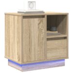 vidaXL Nočný stolík s LED osvetlením Sonoma dub 50x34,5x50 cm – Obrázok 3