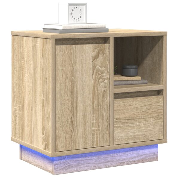 869582_3.jpg vidaXL Nočný stolík s LED osvetlením Sonoma dub 50x34,5x50 cm – Obrázok 3