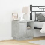 vidaXL Nočný stolík s LED betónová sivá 50x34.5x50 cm