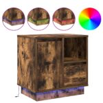 vidaXL Nočné stolíky s LED svetlami 2 ks Dymený dub 50x34,5x50 cm – Obrázok 4