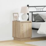 vidaXL Nočný stolík s LED svetlami Sonoma dub 39x34,5x50 cm