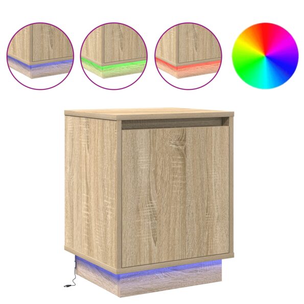vidaXL Nočný stolík s LED svetlami Sonoma dub 39x34,5x50 cm – Obrázok 4
