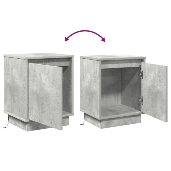 vidaXL Nočný stolík s LED svetlami Beton Sivý 39x34.5x50 cm – Obrázok 12