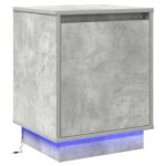vidaXL Nočný stolík s LED svetlami Beton Sivý 39x34.5x50 cm – Obrázok 2