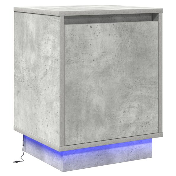 vidaXL Nočný stolík s LED svetlami Beton Sivý 39x34.5x50 cm – Obrázok 2