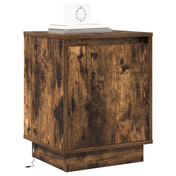 vidaXL Nočný stolík s LED svetlami Dymený dub 39x34,5x50 cm – Obrázok 3