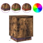 vidaXL Nočný stolík s LED svetlami Dymený dub 39x34,5x50 cm – Obrázok 4