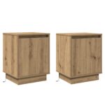 vidaXL Nočné stolíky s LED svetlami 2 ks Artisan Oak 39x34,5x50 cm – Obrázok 2