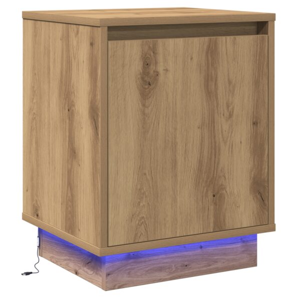 vidaXL Nočné stolíky s LED svetlami 2 ks Artisan Oak 39x34,5x50 cm – Obrázok 7