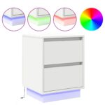 vidaXL Biely nočný stolík s LED svetlami 39x34.5x50 cm – Obrázok 4