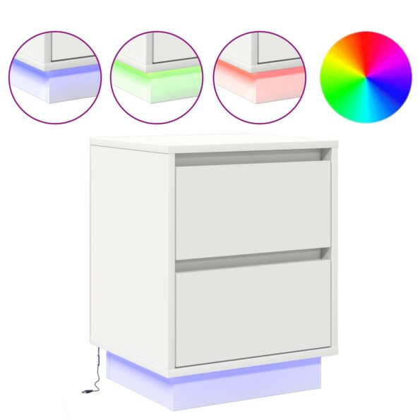 vidaXL Biely nočný stolík s LED svetlami 39x34.5x50 cm – Obrázok 4