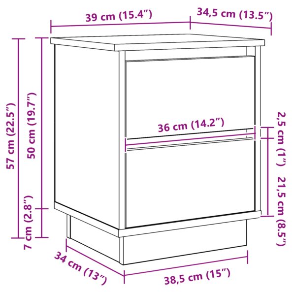 vidaXL Nočný stolík s LED svetlami Sonoma dub 39x34.5x50 cm – Obrázok 12