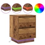 vidaXL Nočný stolík s LED svetlami Staré drevo 39x34.5x50 cm – Obrázok 4
