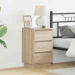 vidaXL nočný stolík s LED osvetlením Sonoma dub 39x34,5x65 cm kompozitné drevo