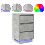 vidaXL nočná komoda s LED betónová sivá 39x34.5x65 cm kompozitné drevo – Obrázok 4
