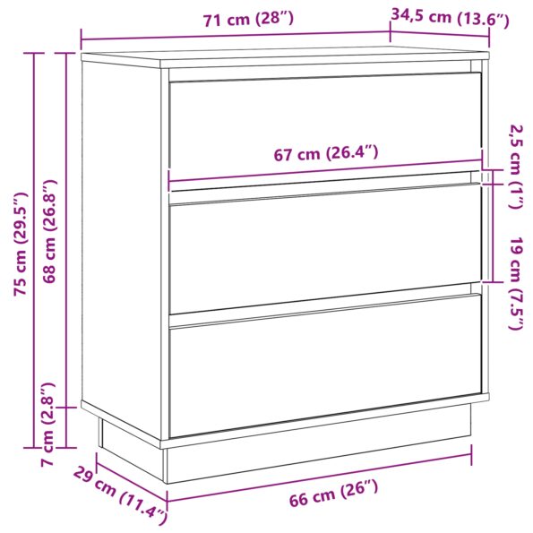 vidaXL Nočný stolík s LED osvetlením Sonoma Dub 71x34,5x75 cm Vyrobené z drevotriesky – Obrázok 12