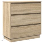 vidaXL Nočný stolík s LED osvetlením Sonoma Dub 71x34,5x75 cm Vyrobené z drevotriesky – Obrázok 2