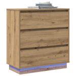 vidaXL Nočný stolík s LED osvetlením, dubový remeselný 71x34,5x75 cm, kompozitné drevo – Obrázok 3