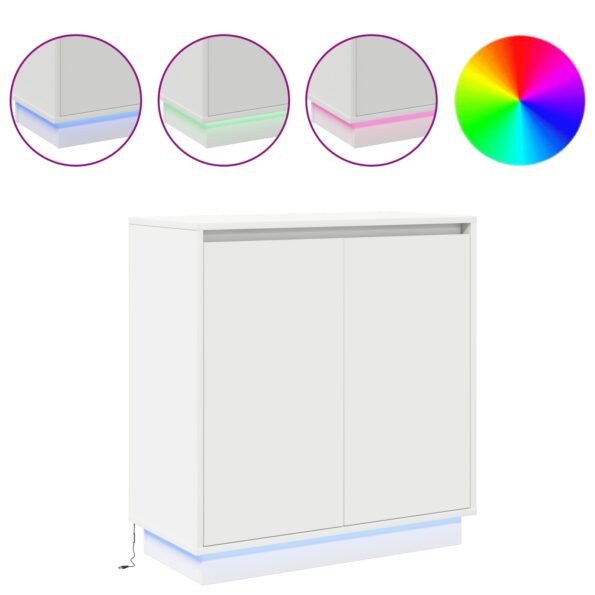 vidaXL LED nočný stolík bielej farby - 71x34,5x75 cm, kompozitné drevo – Obrázok 4