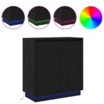 vidaXL Zásuvková komoda s LED, čierny dub, 71x34,5x75 cm, z inžinierovaného dreva – Obrázok 4