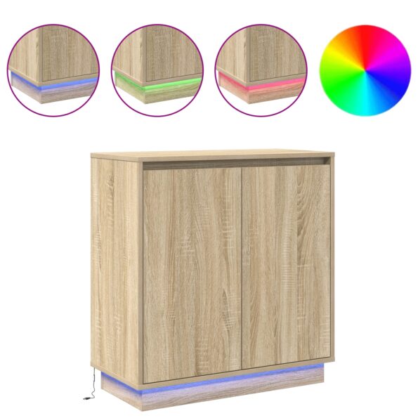 869644_4.jpg vidaXL Komoda s LED v sonomanském dube - 71 x 34.5 x 75 cm - Vyrobené z kompozitného dreva – Obrázok 4