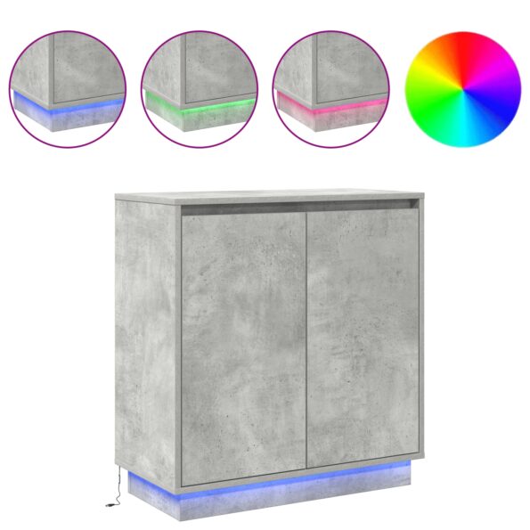 vidaXL Komoda s LED svetlom v betónovej sivej 71x34,5x75 cm, vyrobená z drevotriesky – Obrázok 4