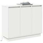vidaXL Komoda s LED Biela 90x32x75 cm Z masívu – Obrázok 3