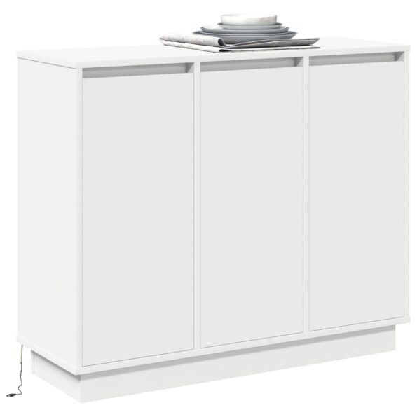 869674_3.jpg vidaXL Komoda s LED Biela 90x32x75 cm Z masívu – Obrázok 3