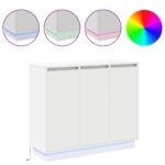 vidaXL Komoda s LED Biela 90x32x75 cm Z masívu – Obrázok 4