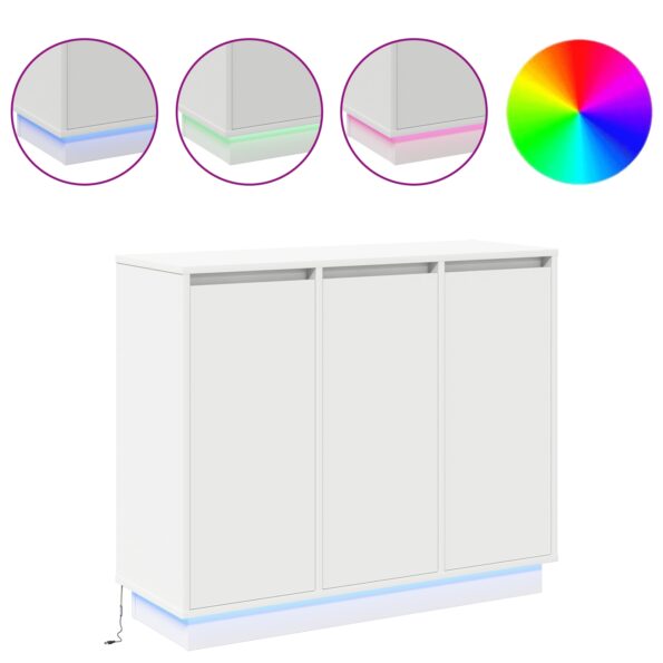869674_4.jpg vidaXL Komoda s LED Biela 90x32x75 cm Z masívu – Obrázok 4