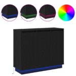 vidaXL Komoda s LED, Čierny Dub, 90x32x75 cm, Zložené Drevo – Obrázok 4