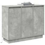 vidaXL Bočný stolík s LED, betónový šedý, 90x32x75 cm z inžinierskeho dreva – Obrázok 3