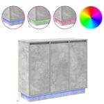 vidaXL Bočný stolík s LED, betónový šedý, 90x32x75 cm z inžinierskeho dreva – Obrázok 4