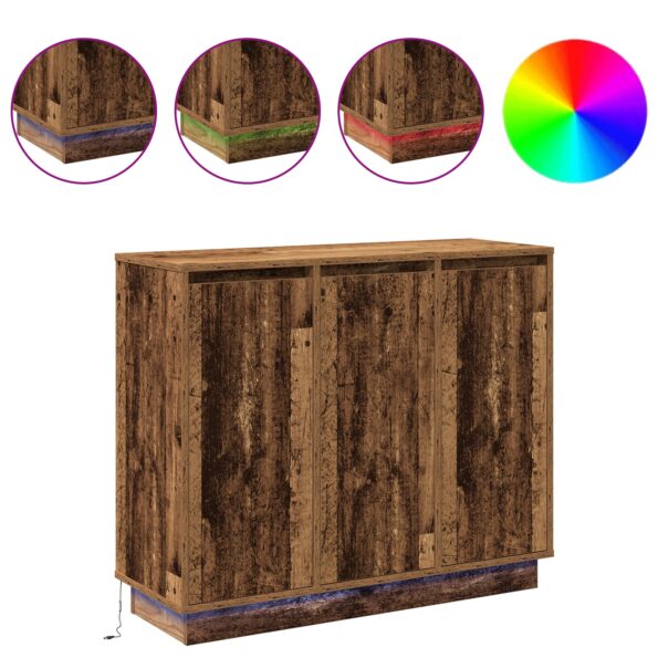 869680_4.jpg vidaXL Komoda s LED, staré drevo, 90x32x75 cm, z inžinierskeho dreva – Obrázok 4