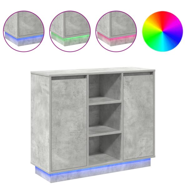 vidaXL Sideboard s LED betónovej šedej 90x32x75 cm z kompozitného dreva – Obrázok 4